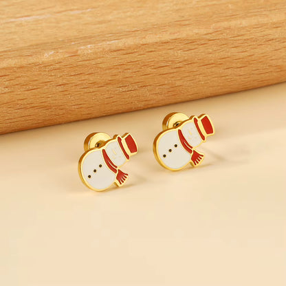 Boucles d'Oreilles-Puces Bonhomme de Neige