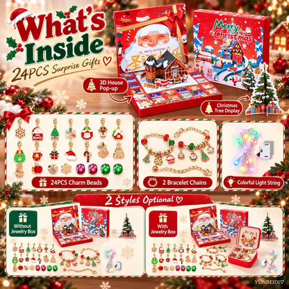 🎄 Calendrier de l’Avent Bracelet DIY – 24 Surprises de Noël + 1 boite à Bijoux Offerte
