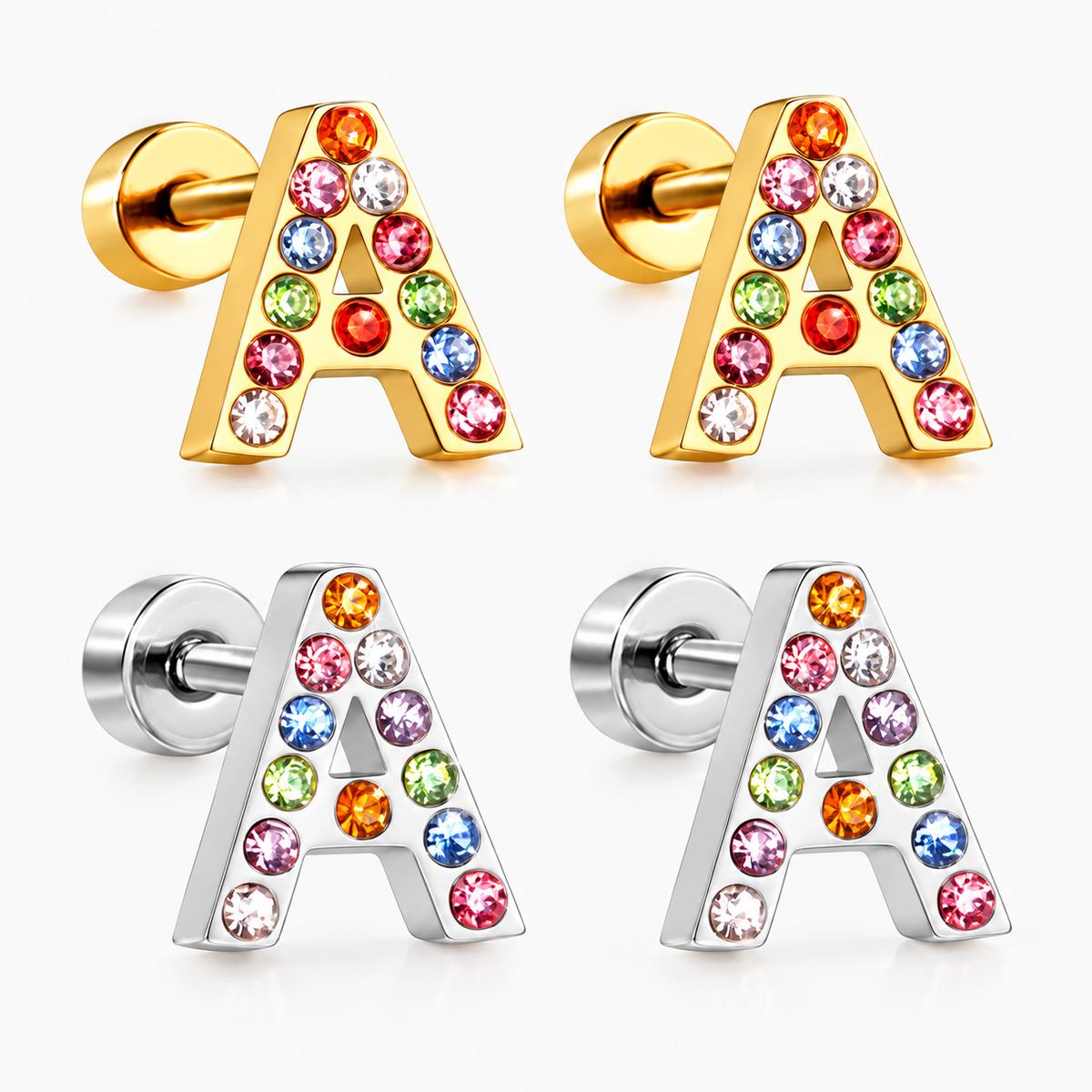 Boucles D'oreilles -Puces Lettres