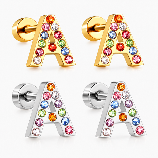 Boucles D'oreilles -Puces Lettres