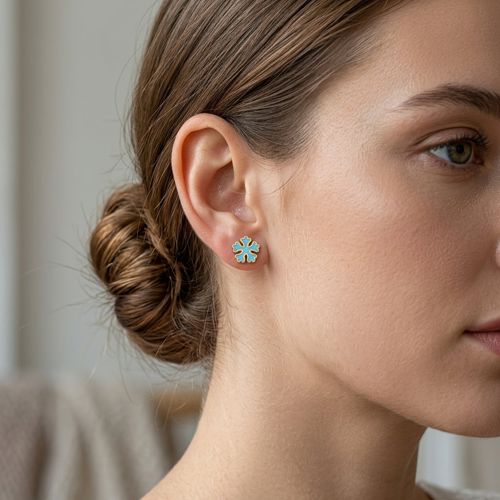 Boucles d'Oreilles-Puces Flocon