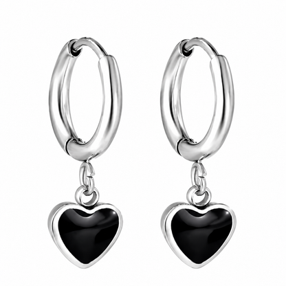 Boucles d'oreilles-Créoles Coeur Noir