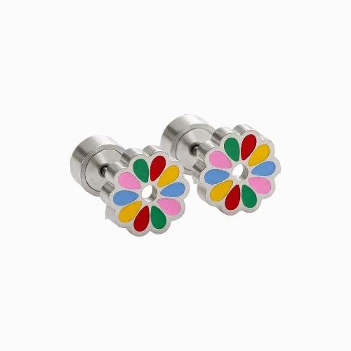 Boucles d'Oreilles-Puces Fleur
