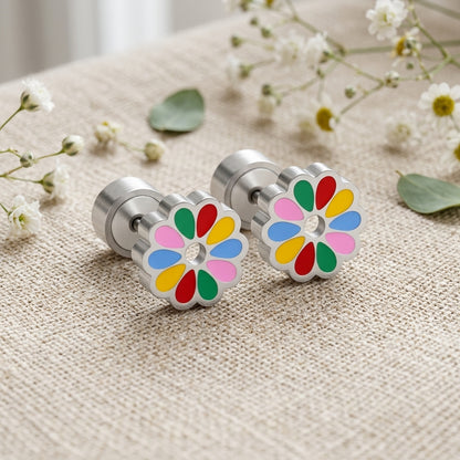 Boucles d'Oreilles-Puces Fleur