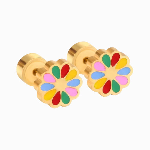 Boucles d'Oreilles-Puces Fleur