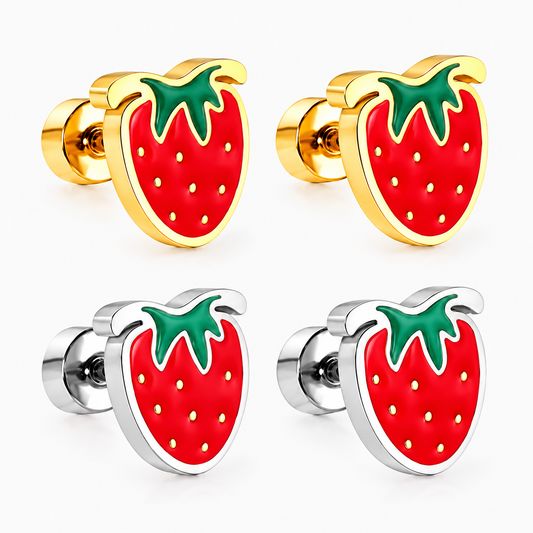 Boucles D'Oreilles-Puces Fraise