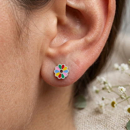 Boucles d'Oreilles-Puces Fleur