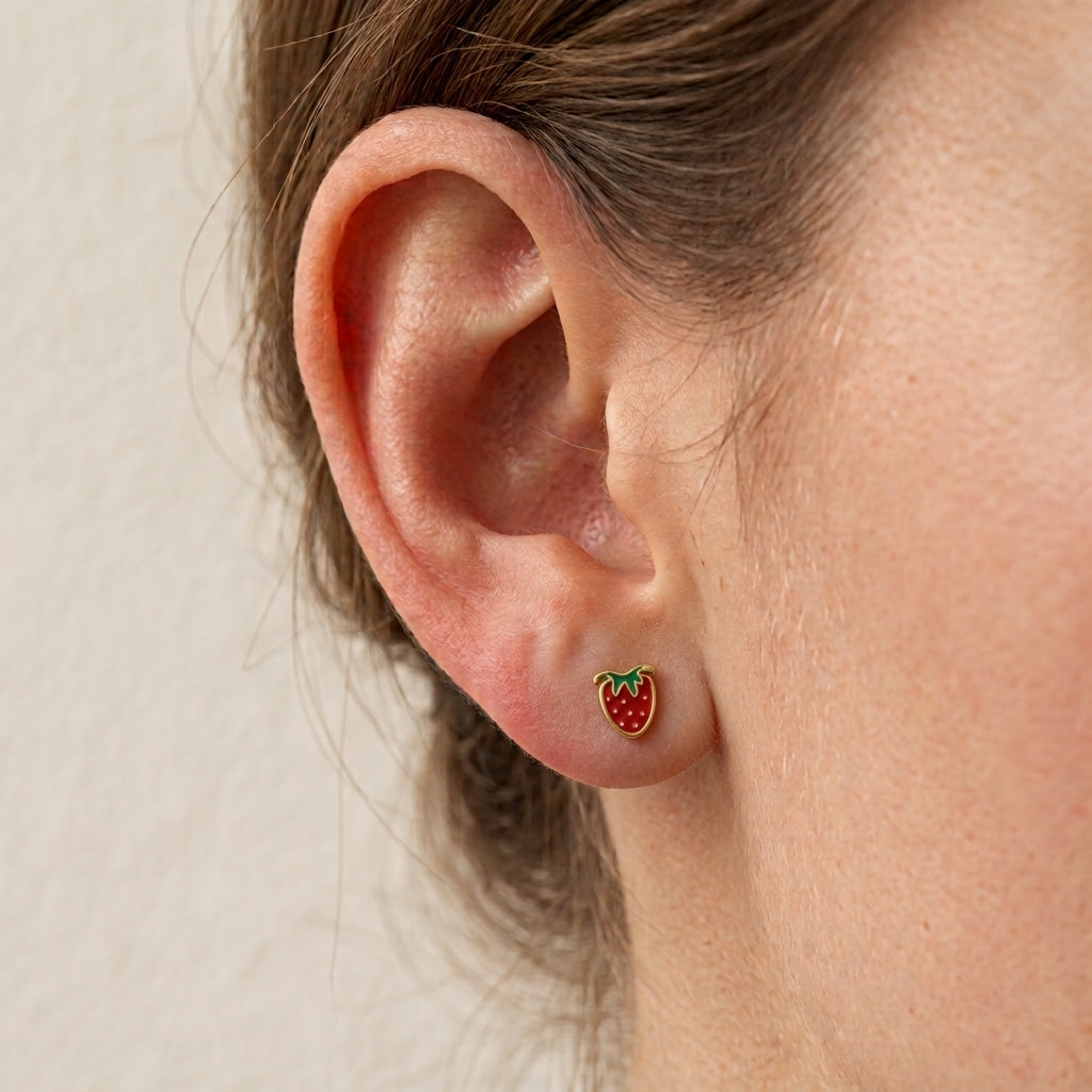 Boucles D'Oreilles-Puces Fraise