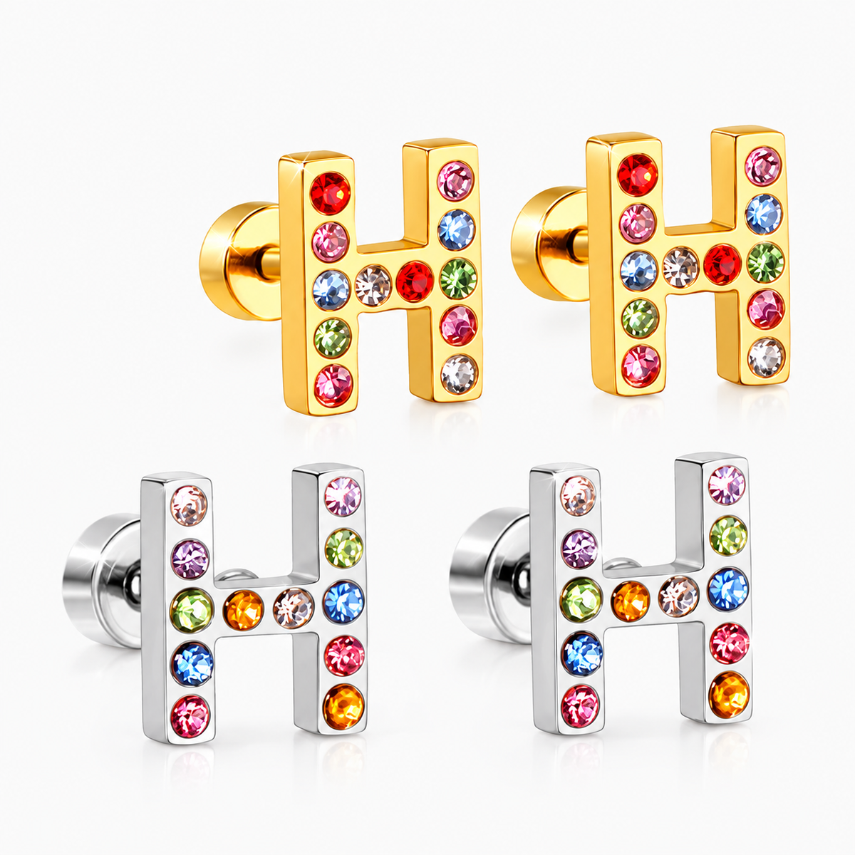 Boucles D'oreilles -Puces Lettres