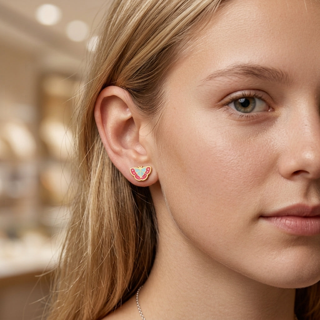 Boucles d'Oreilles-Puces Papillon