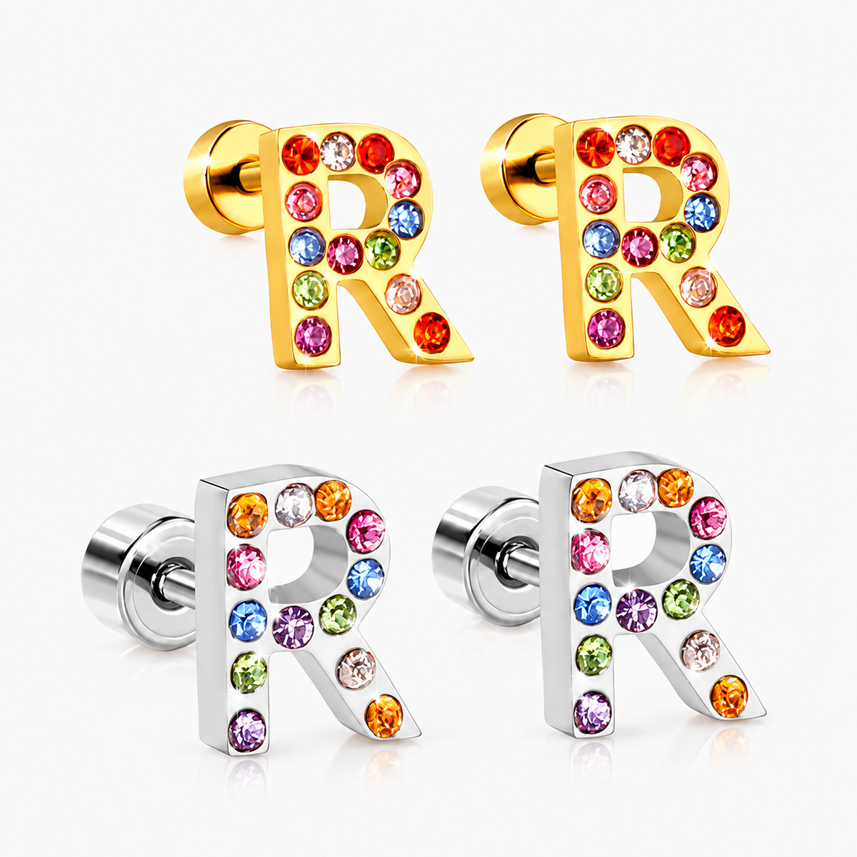 Boucles D'oreilles -Puces Lettres