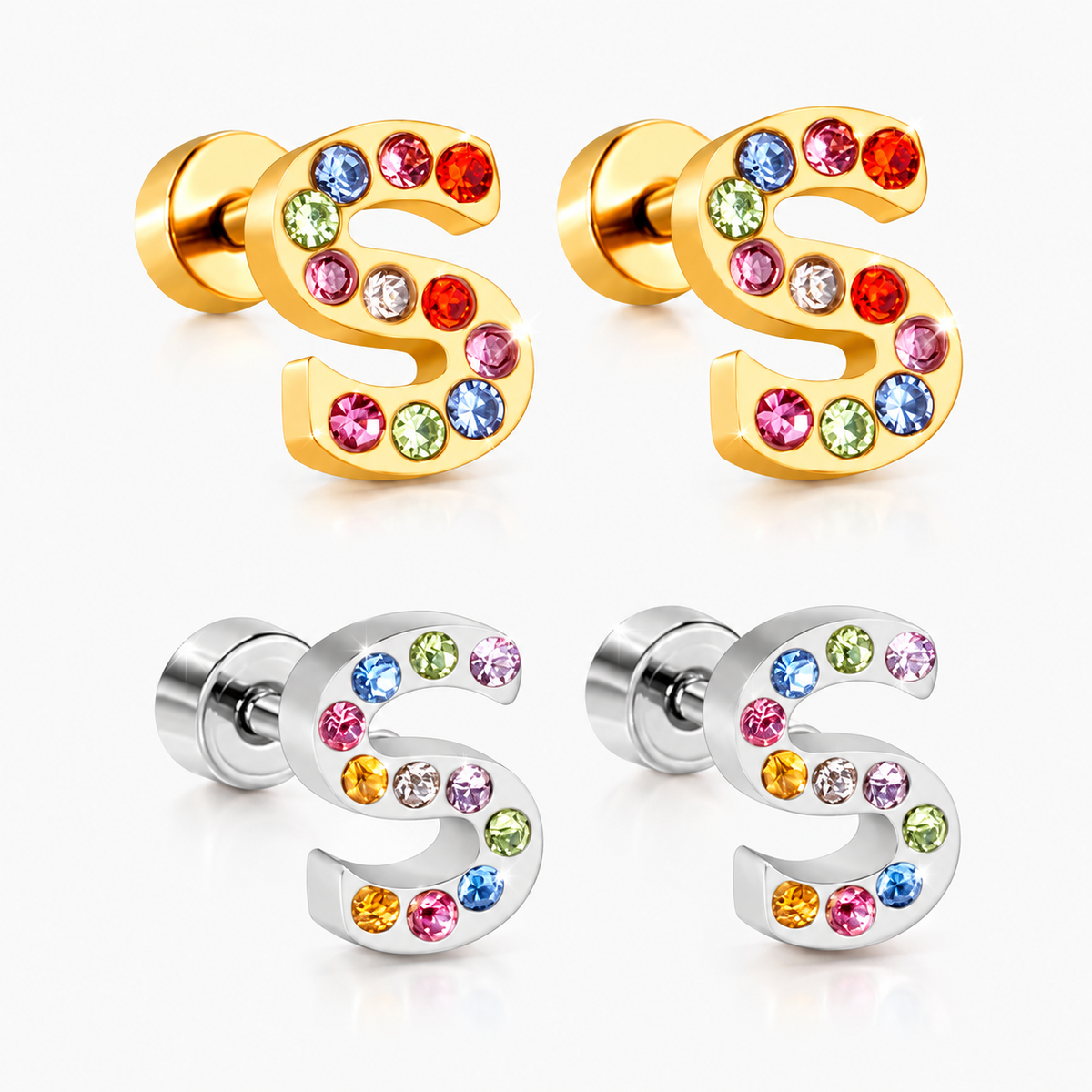 Boucles D'oreilles -Puces Lettres