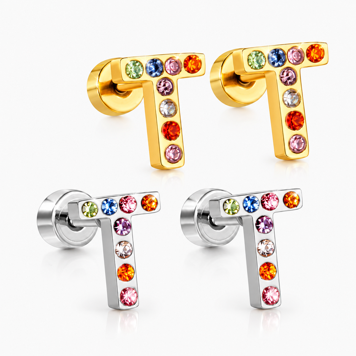 Boucles D'oreilles -Puces Lettres