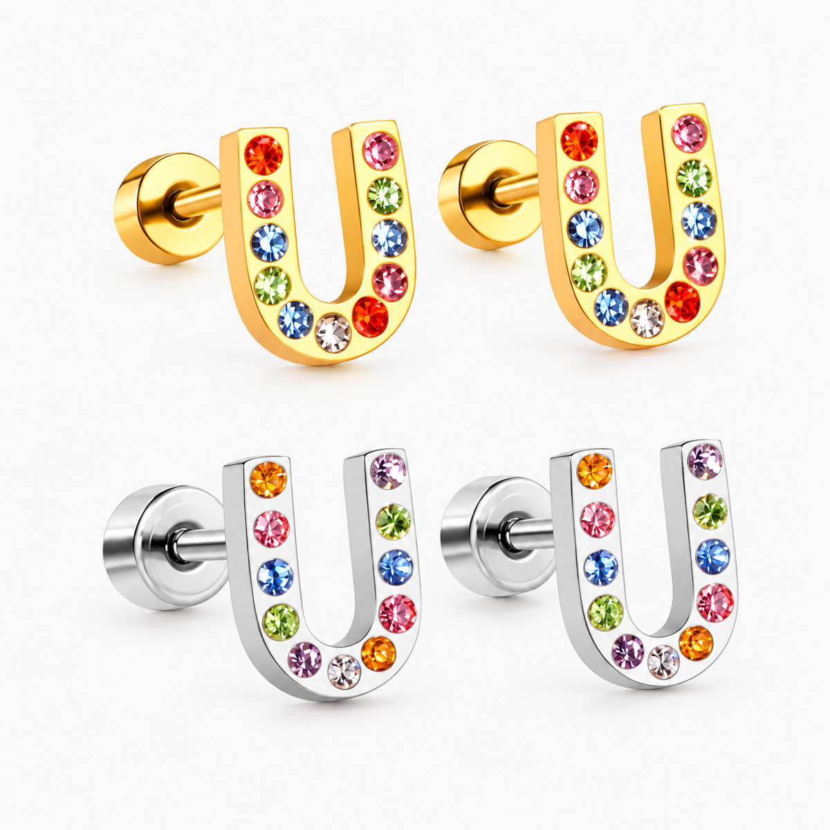 Boucles D'oreilles -Puces Lettres